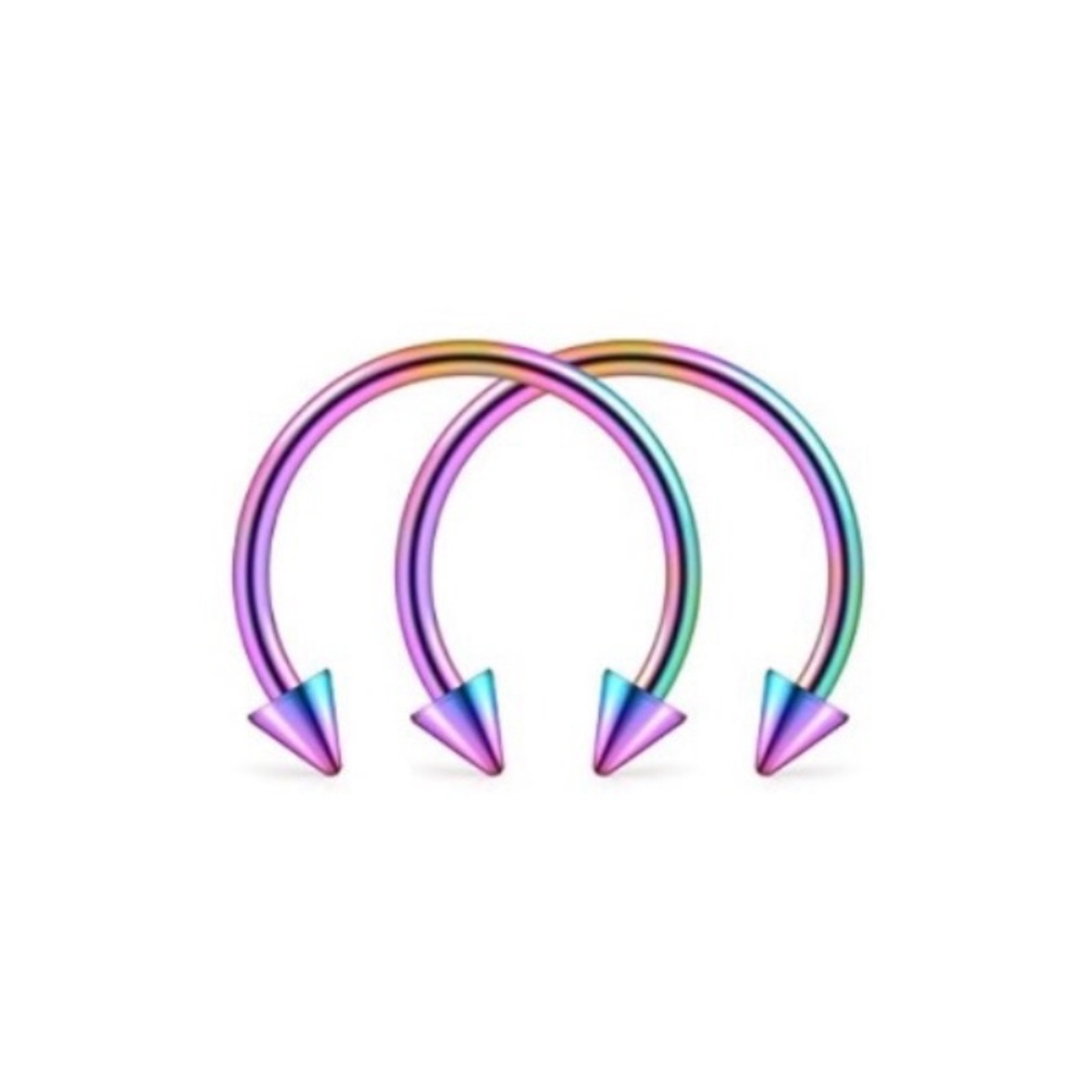 Stainless Steel Holographic Horseshoe Jewelry with Spikes